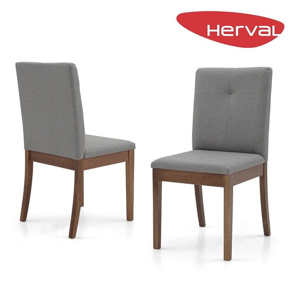 Conjunto 2 Cadeiras para Mesa de Jantar Herval Dot, Desmontável, Madeira Maciça, Cinza e Amêndoa