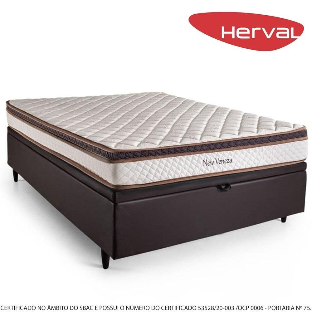 Cama Box Baú Casal Molas Bonnel Herval Veneza, 66x138x188 cm