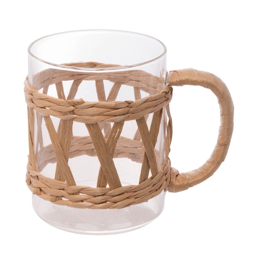 Cj 2 Canecas De Vidro E Fibra Natural 400Ml