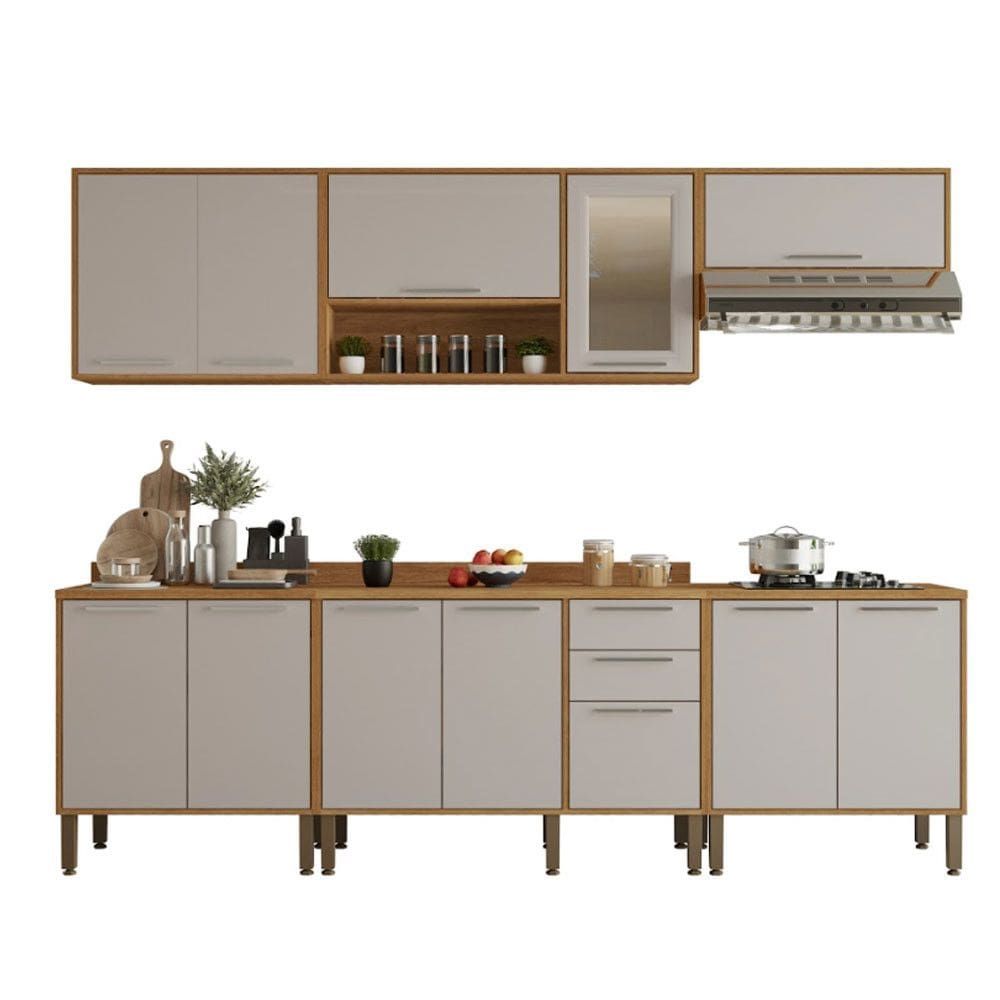 Cozinha Compacta para Cooktop 6 Pecas 12 Portas 2 Gavetas Paris Salleto Moveis
