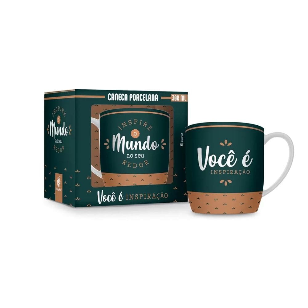 Caneca de Porcelana - 300ml - Inspire o Mundo - Brasfoot