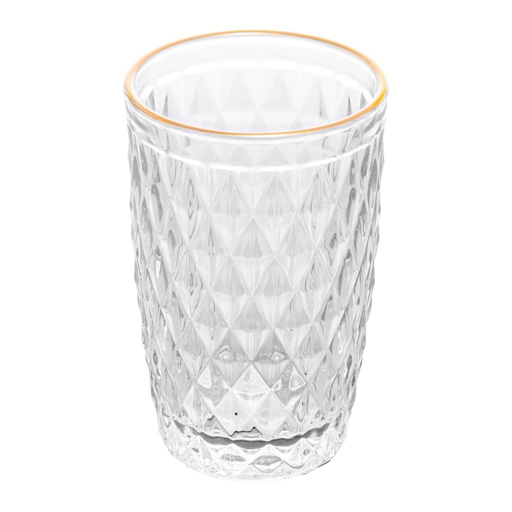 Copo Alto De Vidro Com Fio De Ouro Bico De Abacaxi 330Ml