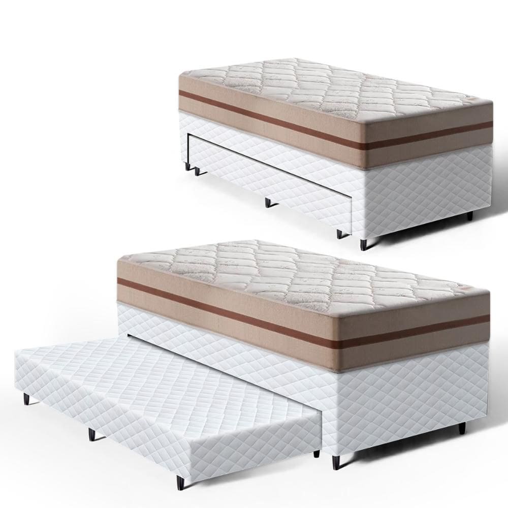 Cama Box com Colchão de Classic Molas Enscadas + Auxiliar de Espuma Unique Solteiro