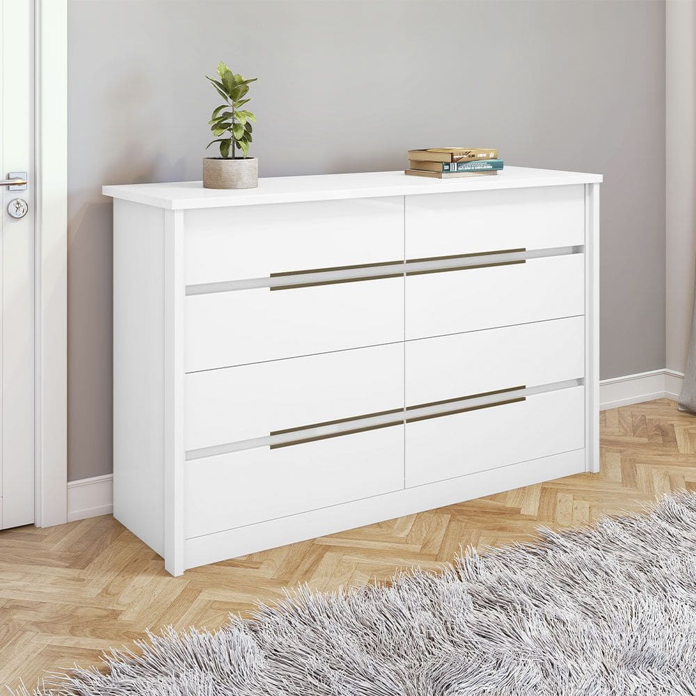 Comoda Urban 8 Gavetas em MDP e MDF Branco Lopas