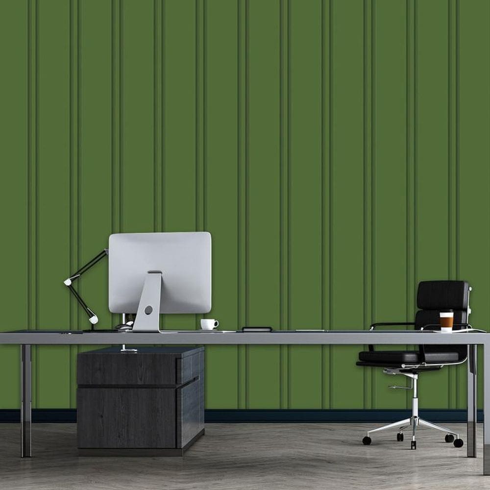 Papel De Parede Efeito Ripas Verde Adesivo Lavável Grama