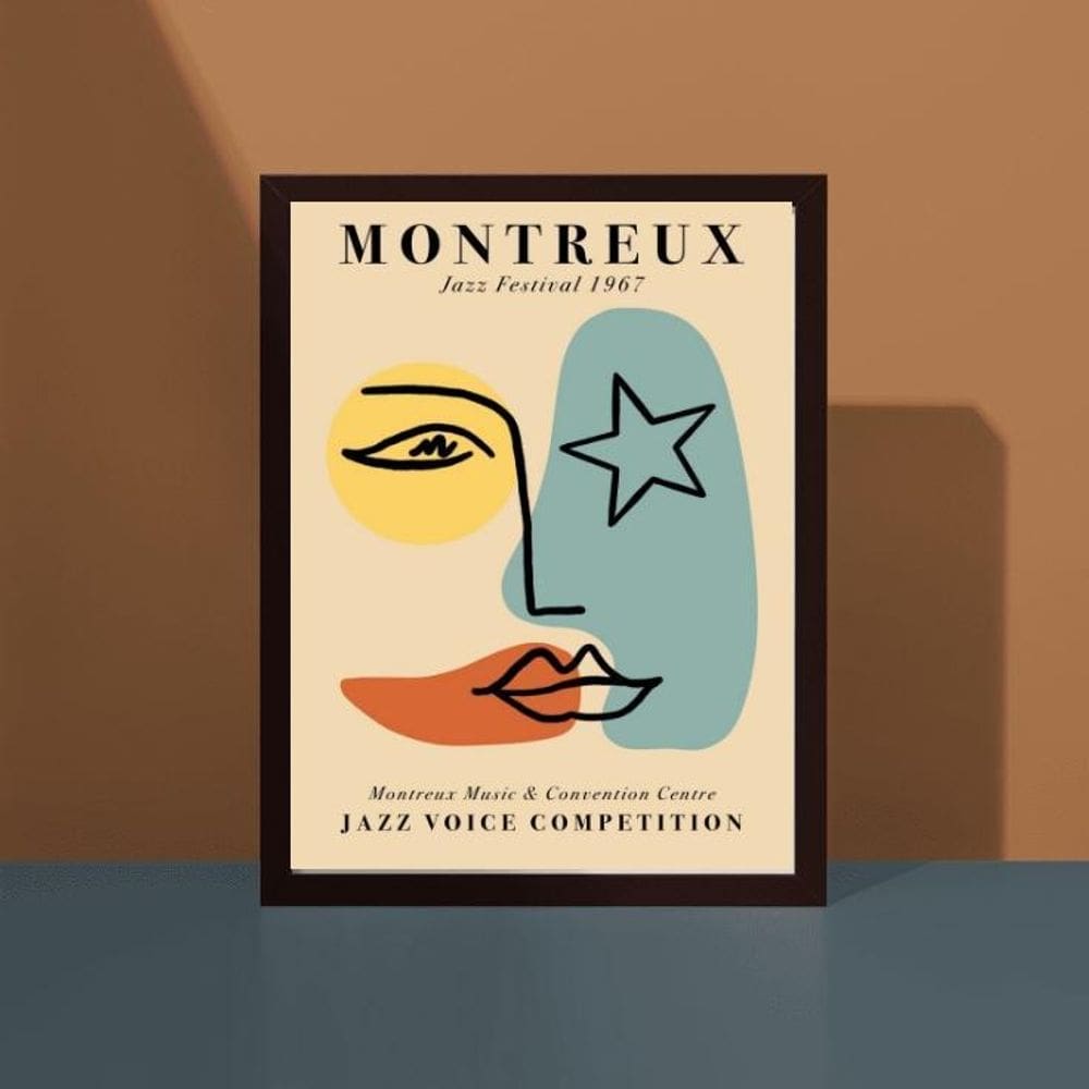 Quadro Poster Beijo 45x34cm - Vidro e Moldura Madeira