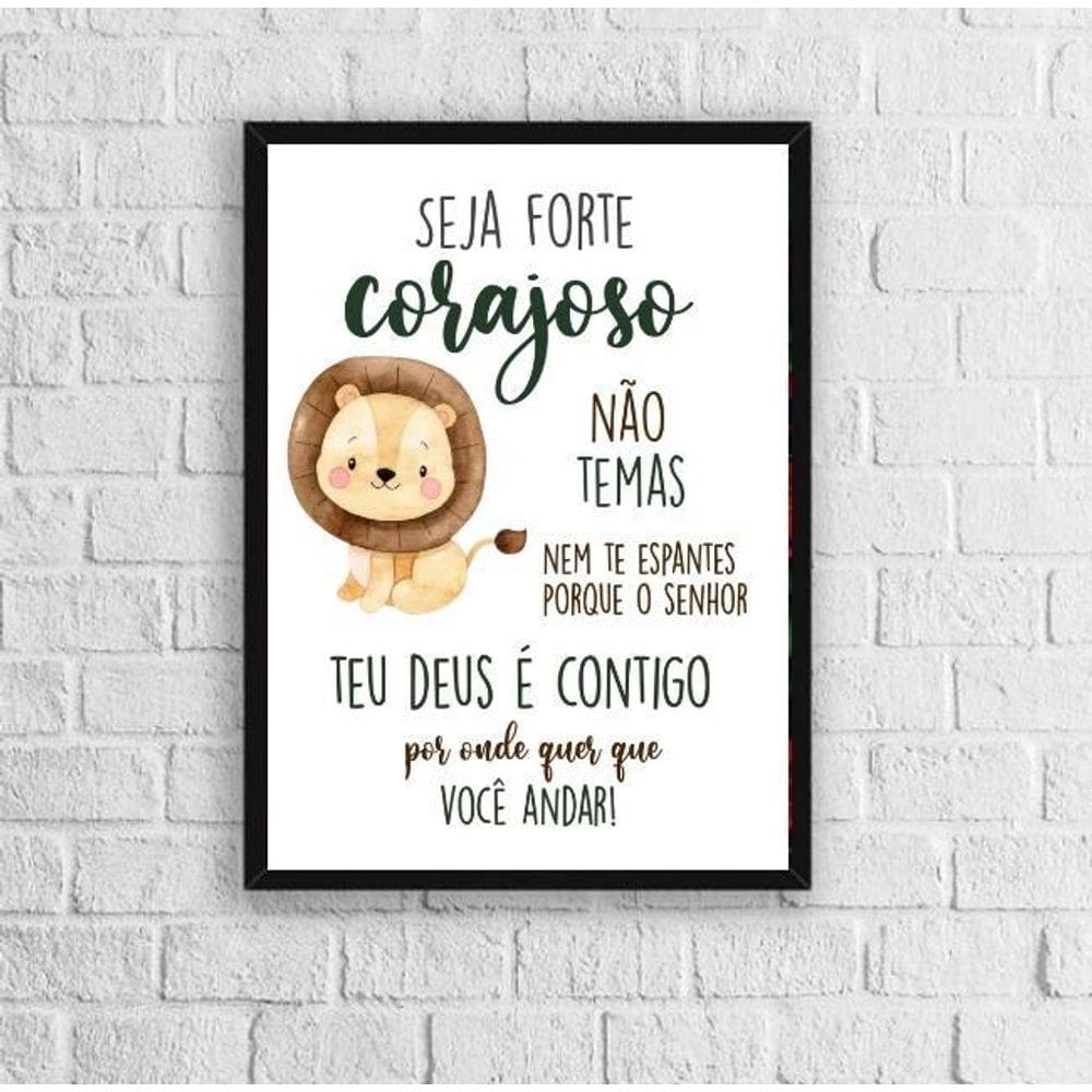 Quadro Infantil Tema Safari Seja Forte E Corajoso 33X24Cm