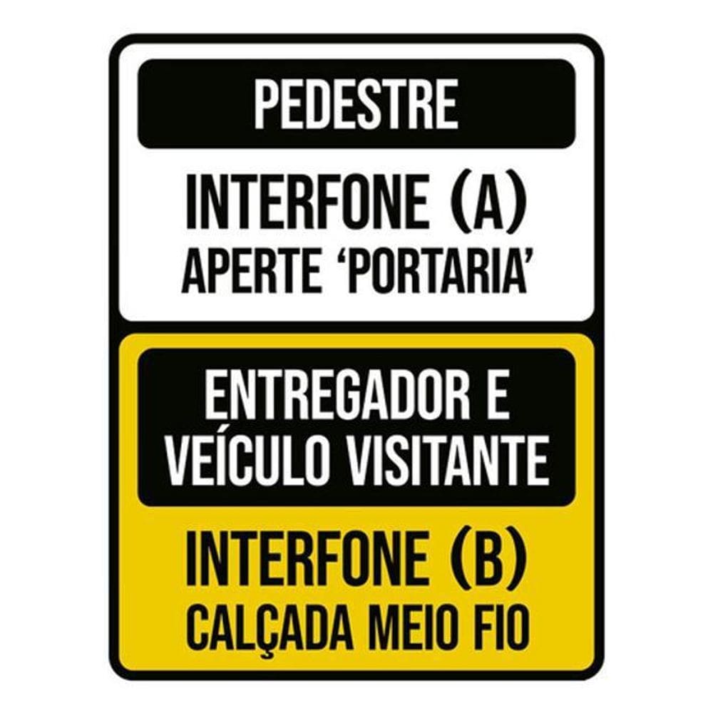 Kit 5 Placas Interfone Pedestre Entregador Veículo Visitante