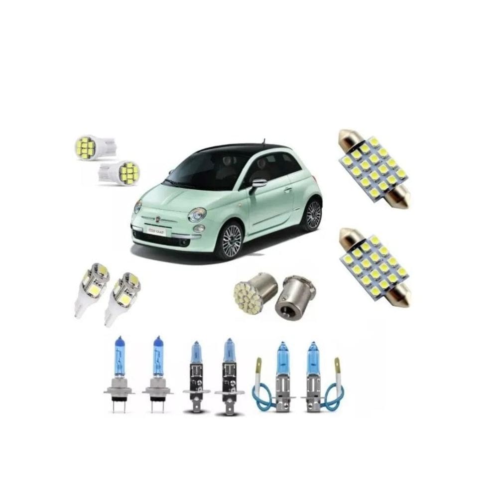 Kit Lampadas Fiat 500 Super Branca + Led Tipo Xenon