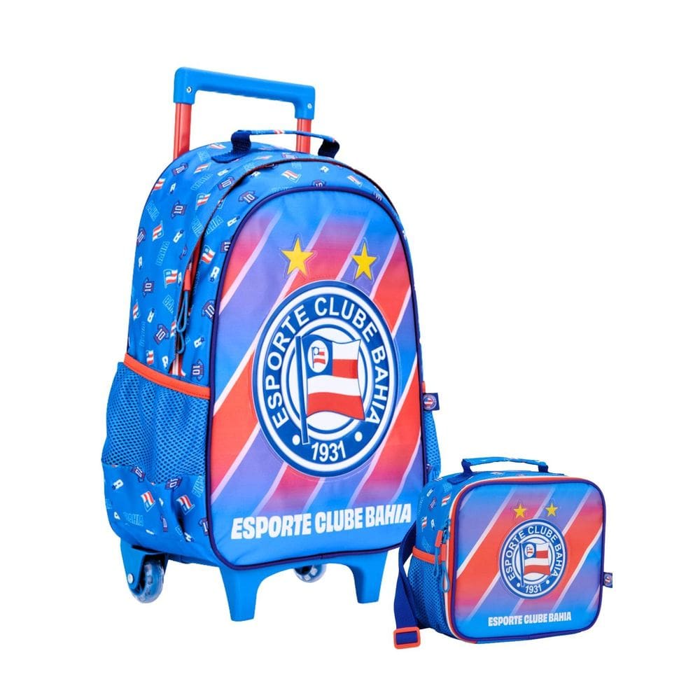 Kit Escolar Bahia Mochila Rodas Costas + Lancheira Térmica