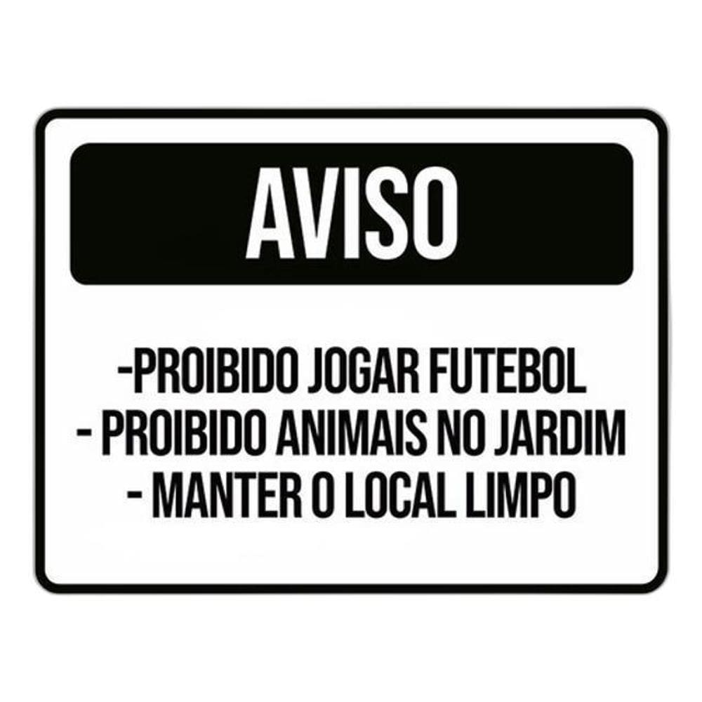Kit 10 Placa Jogar Futebol Animais Jardim Limpo 36X46