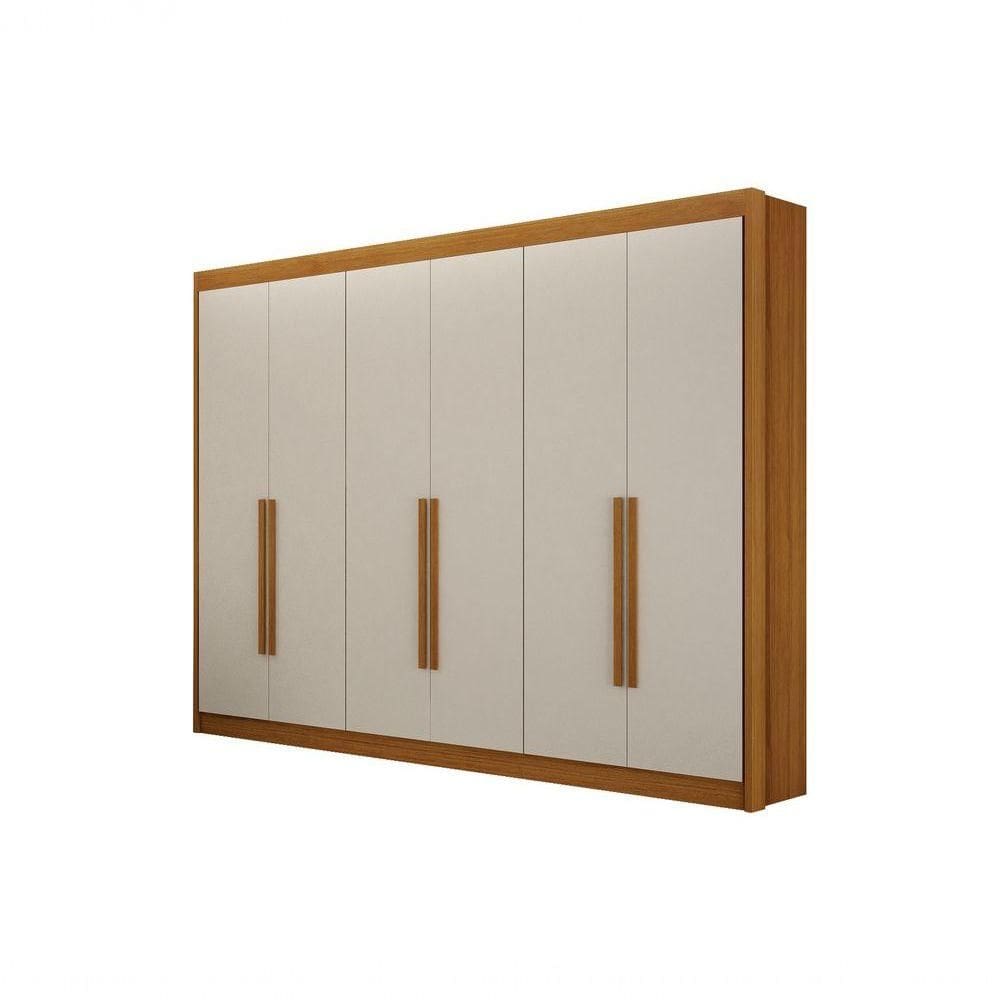 Guarda Roupa Diamante Gold 6 Portas 6 Gavetas S/epelho Leifer Cinamomo/off White