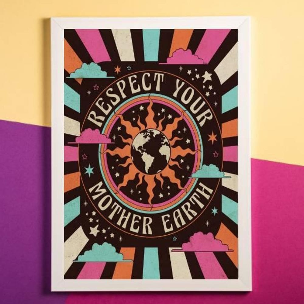 Quadro Respect Your Mother Earth 24X18Cm - Com Vidro