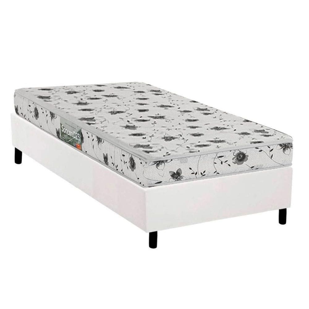 Conjunto Box Solteiro: Colchão Espuma Herval D23 Sonum Liso + Base CRC Corano White (78x188)