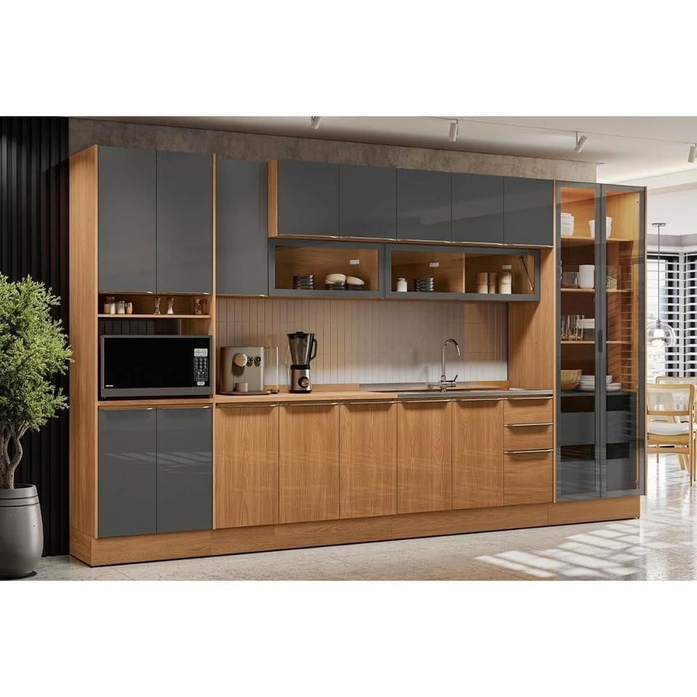 Cozinha Modulada Kappesberg 10 Peças Vibra C10P17 Canela/Grafite Lacca