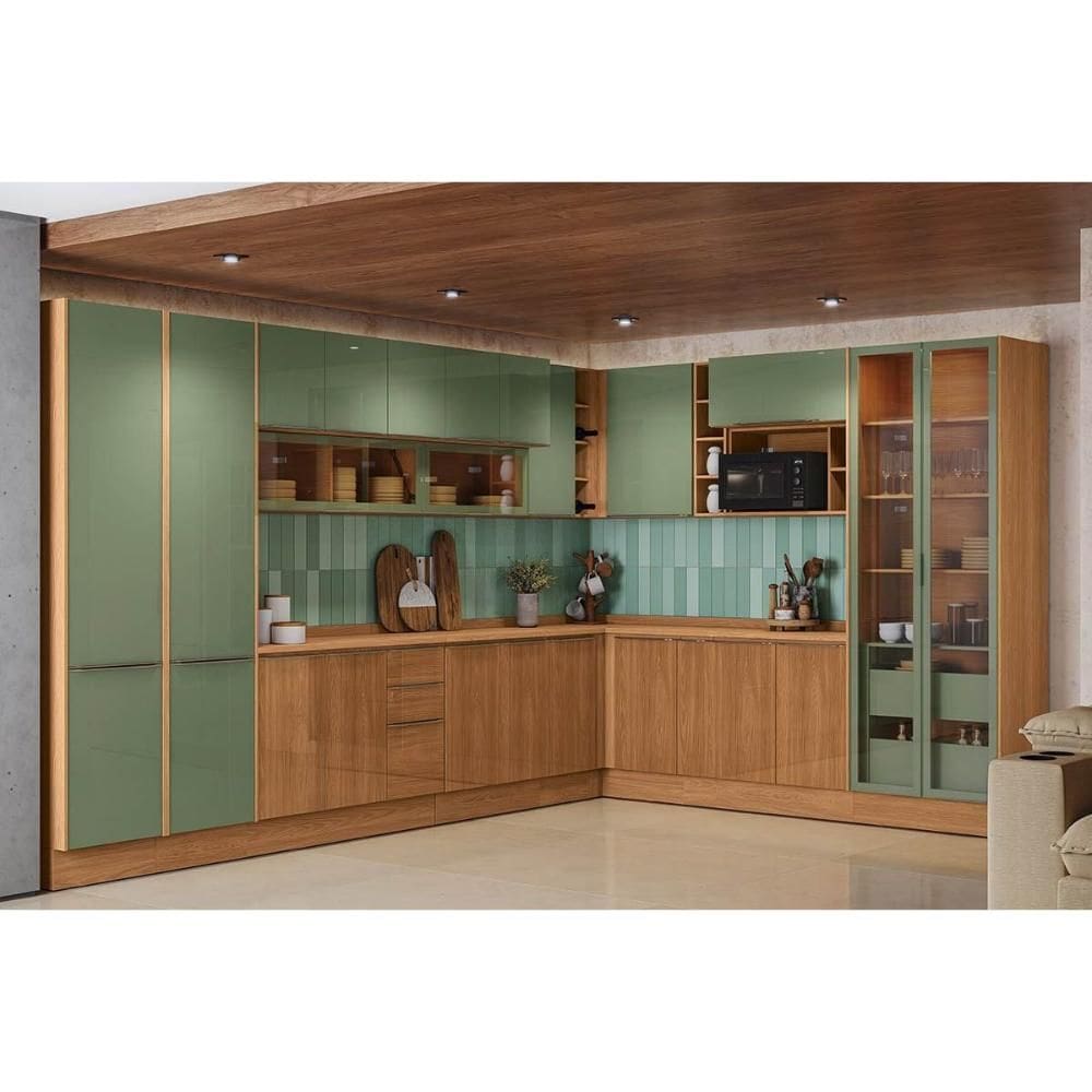 Cozinha Modulada Kappesberg 22 Peças Vibra C22P1 Canela/Verde Pistache Lacca
