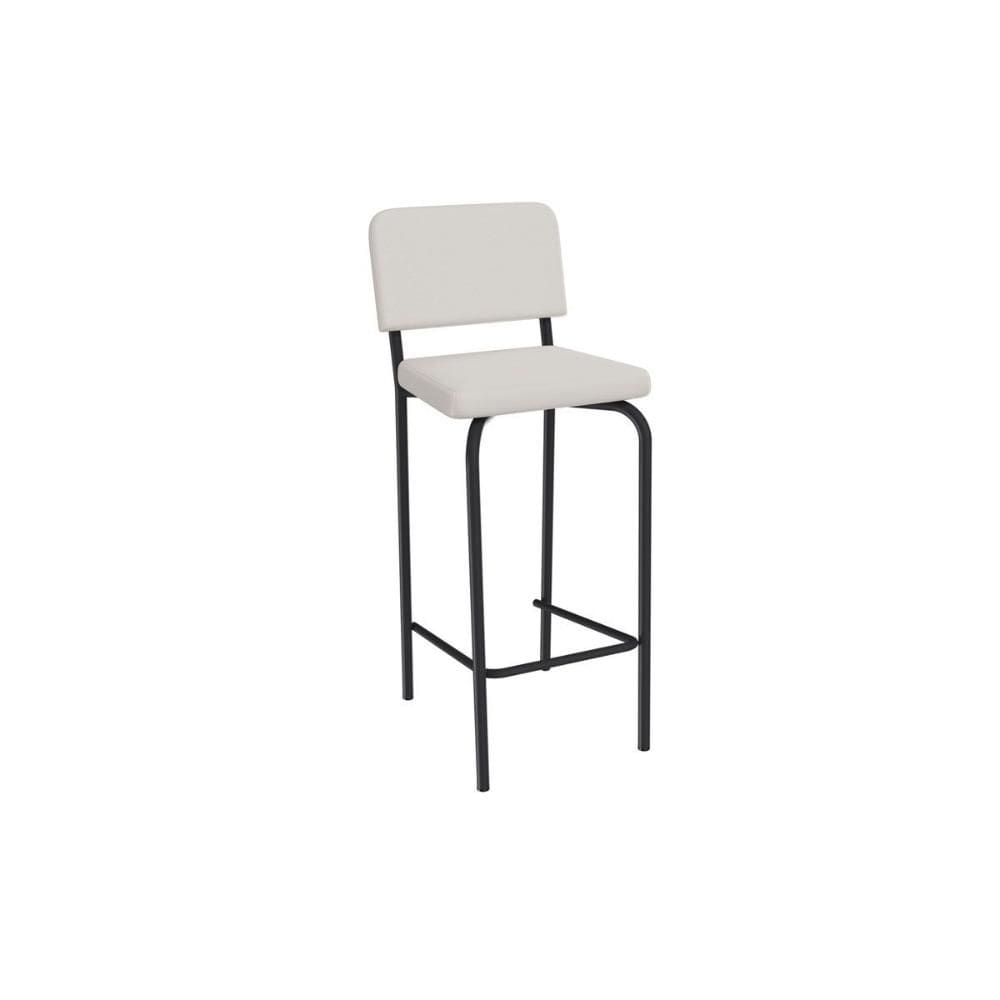 Banqueta Cozinha Fiji 1B712PRF Aço 1 Un Preto/Corano Branco - Kappesberg