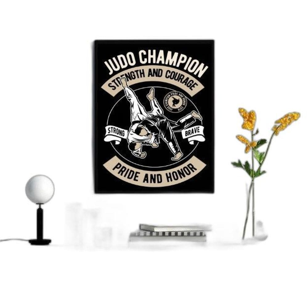 Quadro Decorativo Poster Judô 24x18cm Moldura Branca