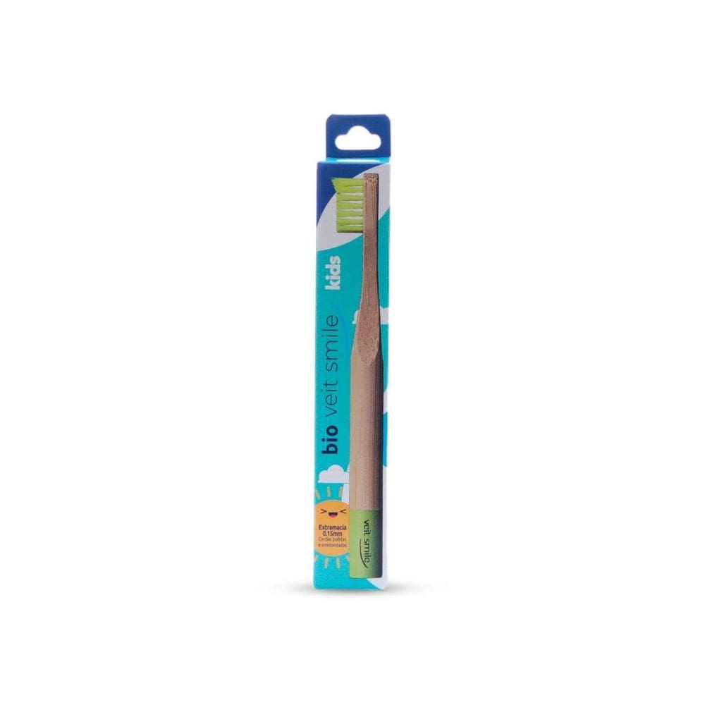 Escova De Dente Bambu Infantil Veitsmile Verde Limão