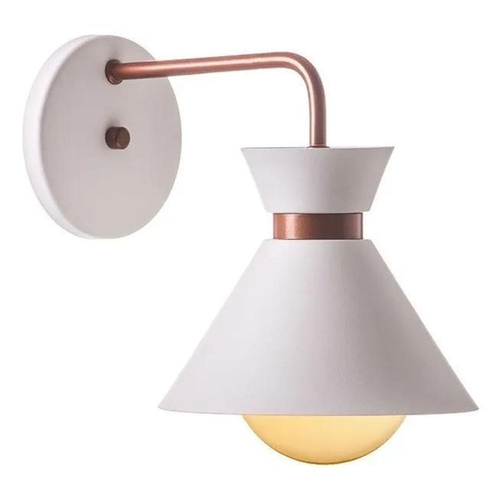 Arandela Dubai Alumínio: Luxo Interno, Du - Branco Com Cobre