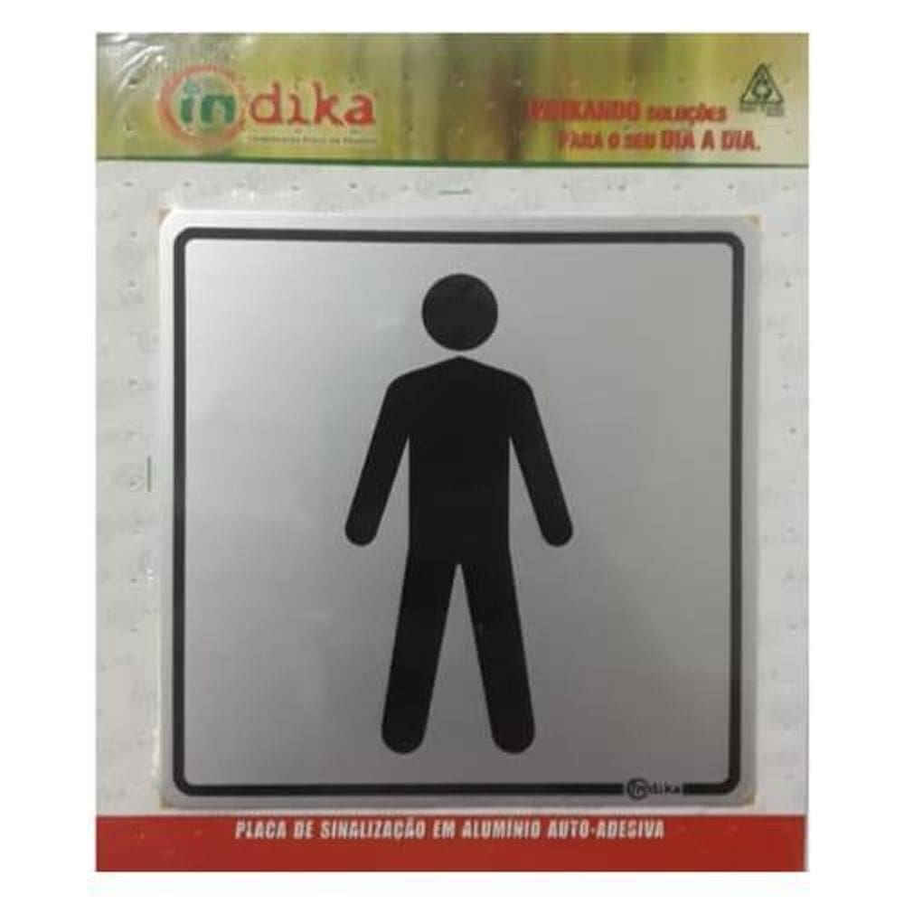 Placa Sinalização Alumínio Autoadesiva Sanitário Masculino