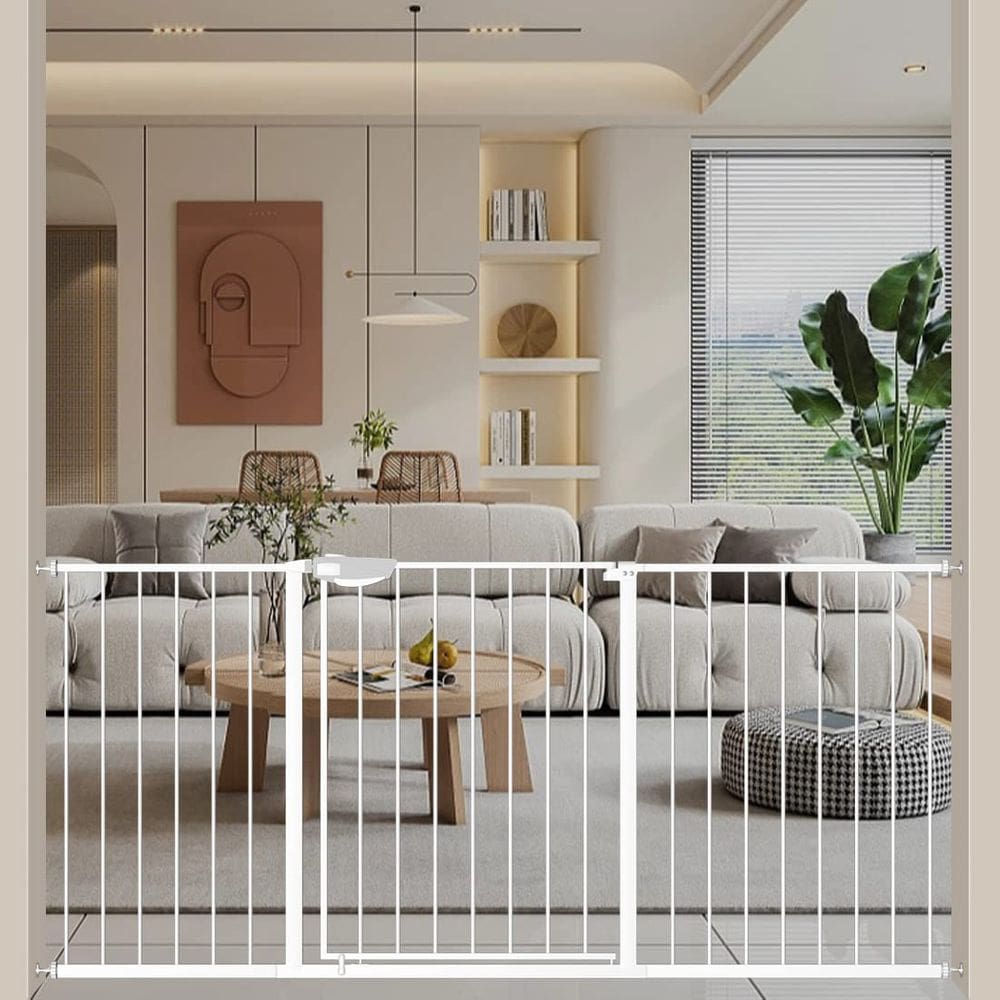 Fechadura tripla Baby Gate WAOWAO extra larga 62,59-67,32 cm branca