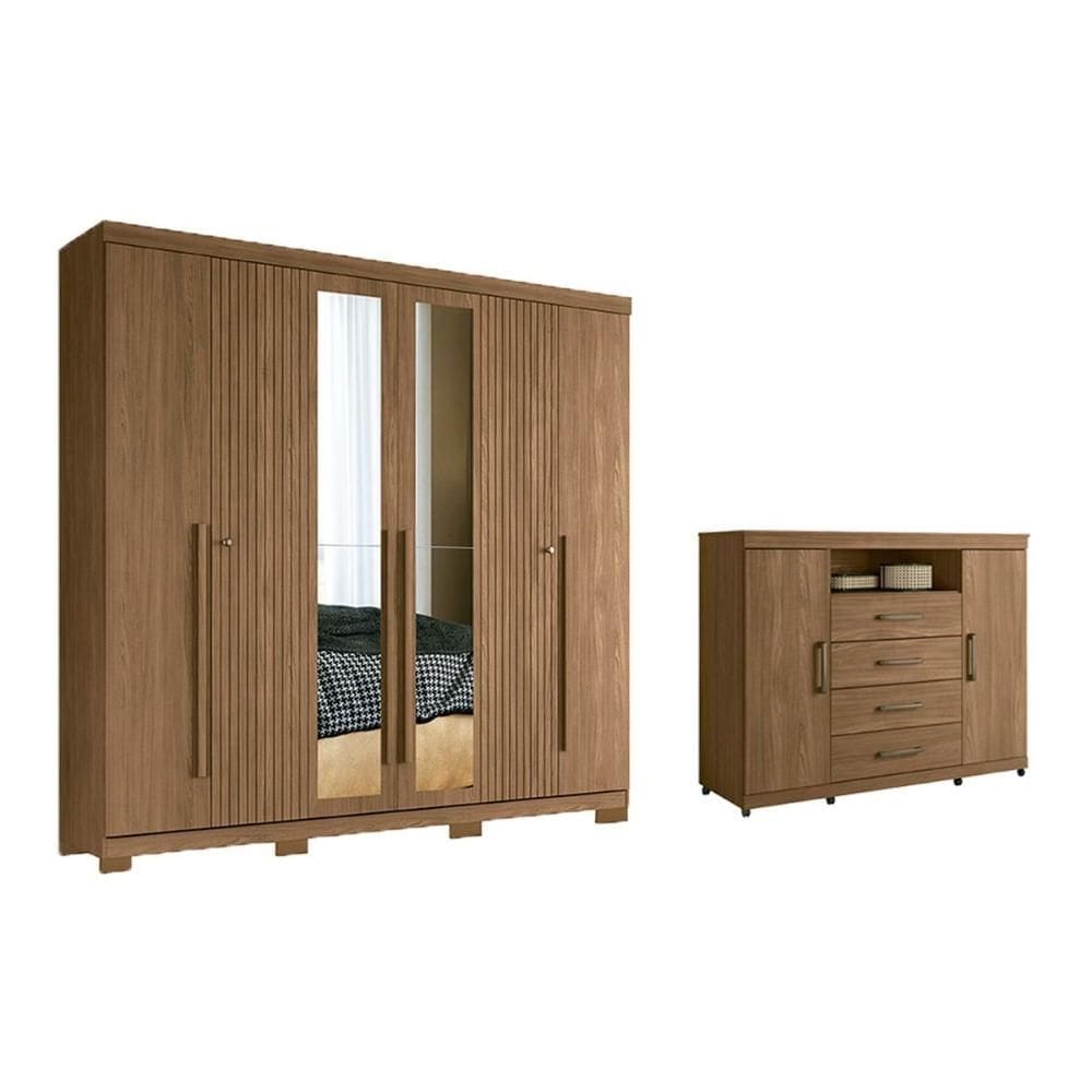 Quarto Completo Modu +Cômoda QC348 Jatobá - Santos Andirá