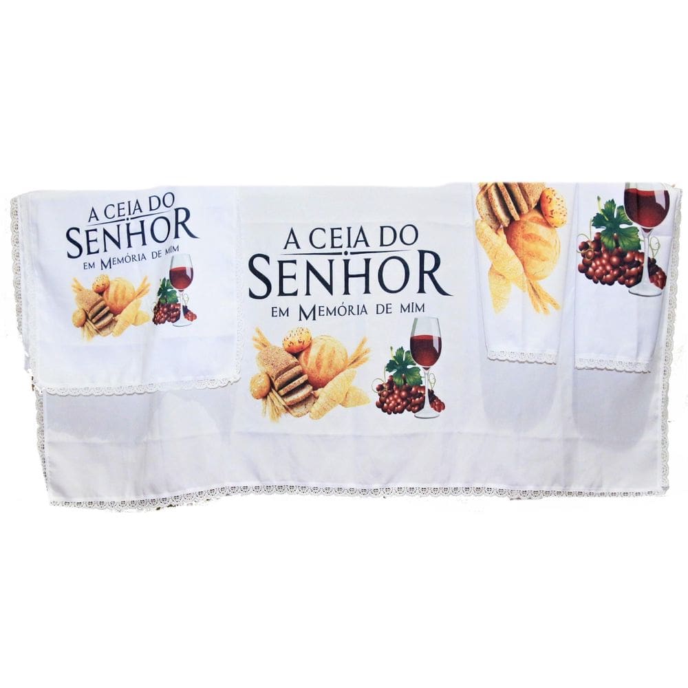 Kit 4 Peças De Toalhas De Decoração Para Santa Ceia Branca 1