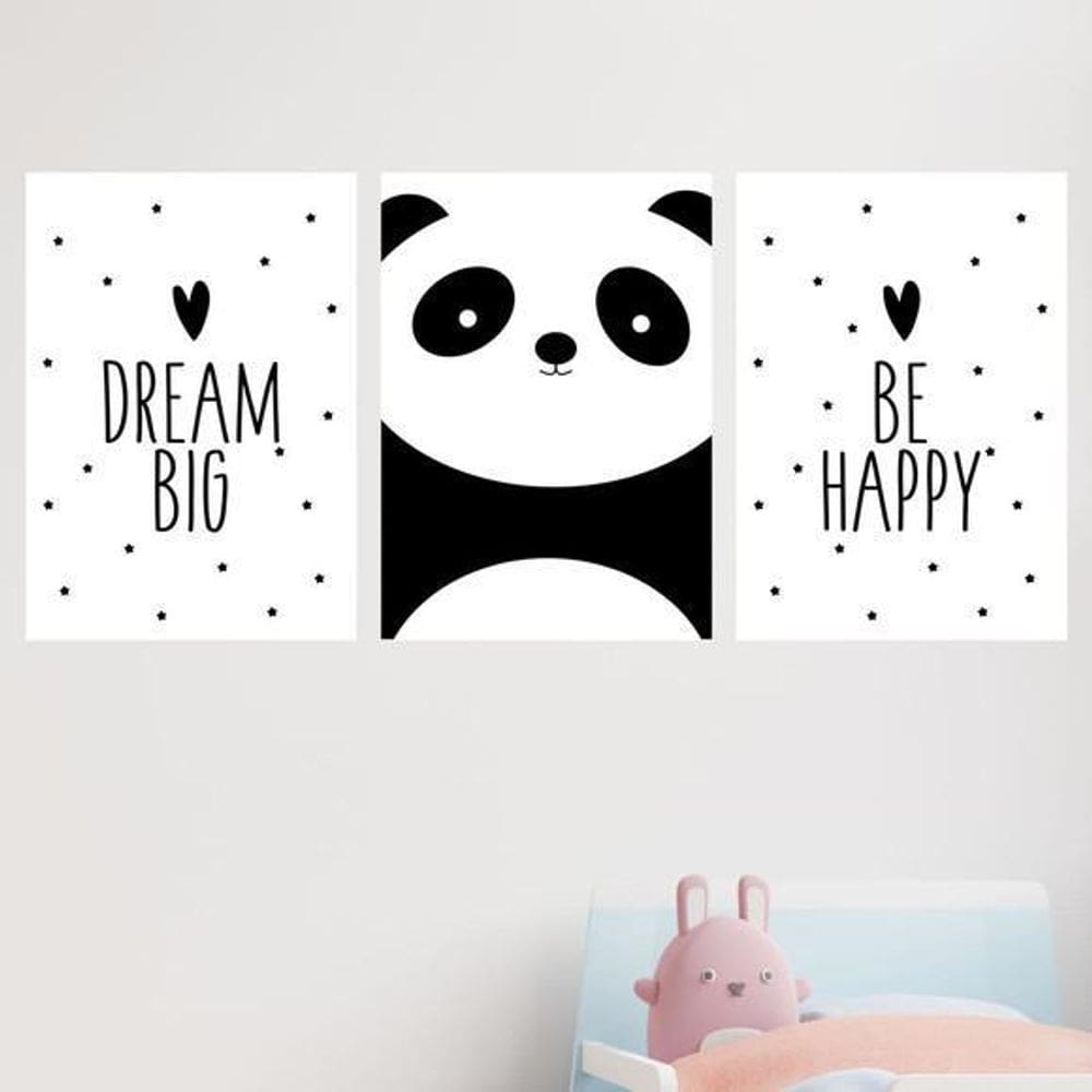 Kit Quadro Decorativo Dream Big Be Happy 45X34Cm 3 Peças