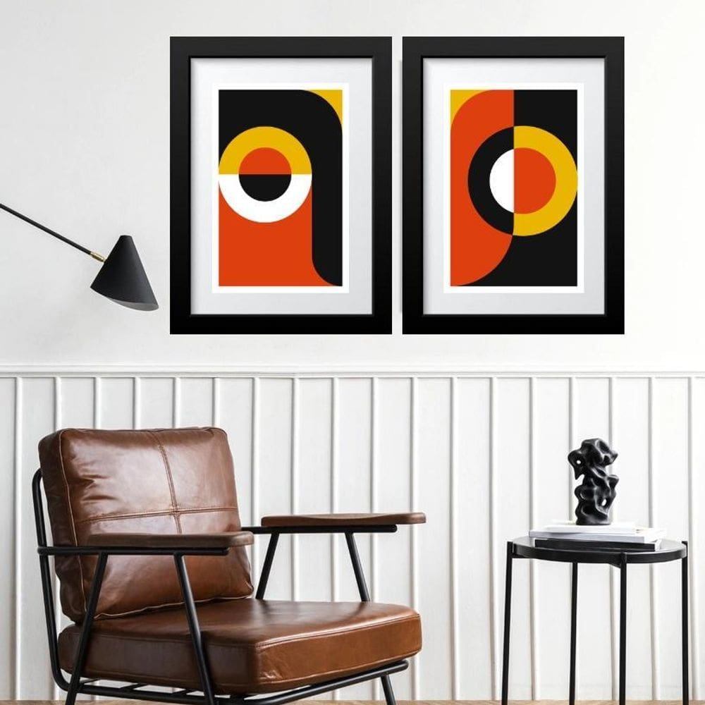 Kit 2 Quadros Abstratos Anos 70- 60X48Cm