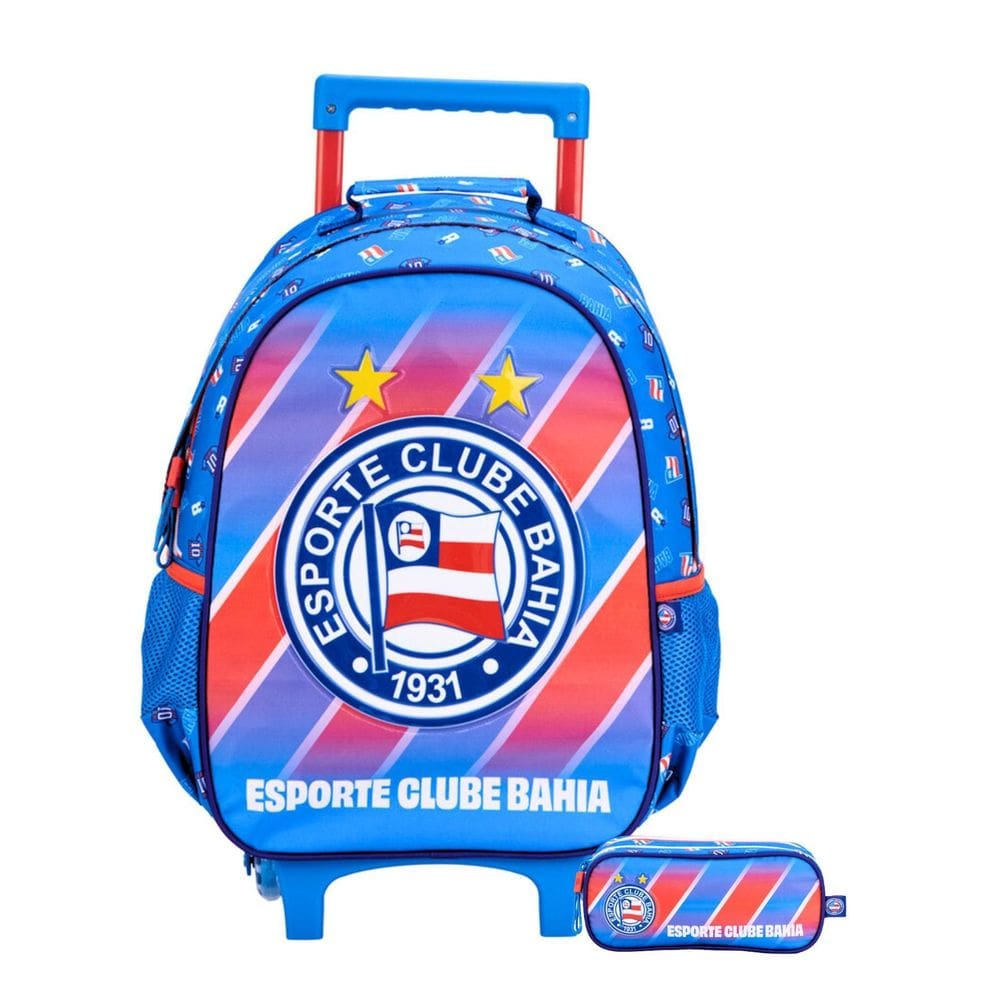 Kit Escolar Time Bahia Mochila Rodas Costas + Estojo Duplo
