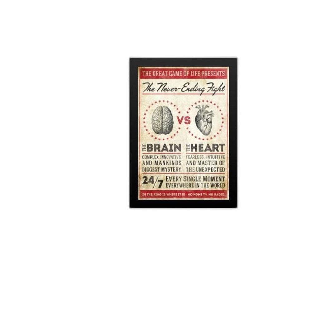 Quadro Batalha Cérebro X Coração 45X34Cm - Com Vidro