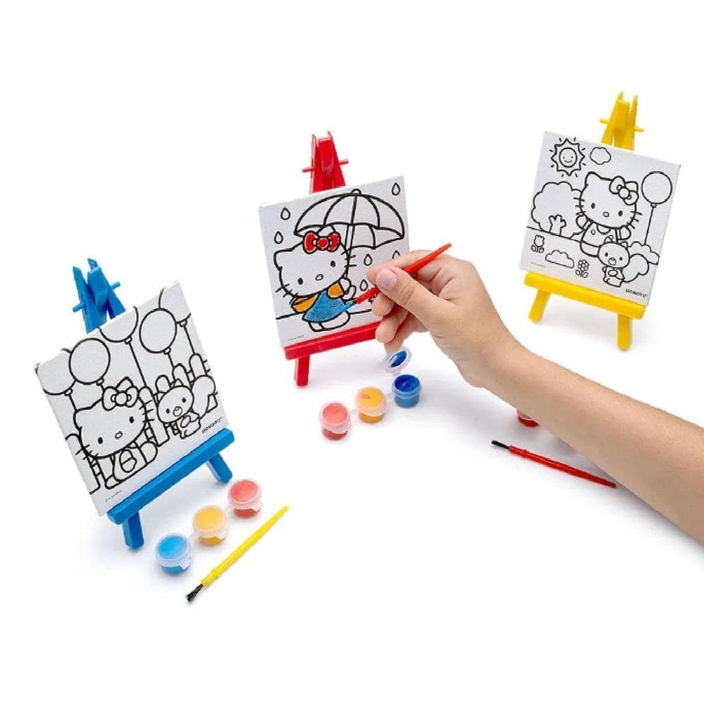 Mini Tela Pintura Cavalete Hello Kitty 1 Cavalete +