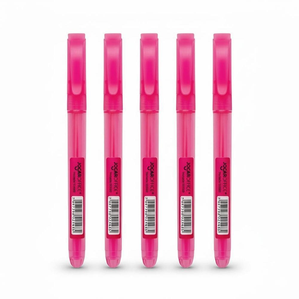 Kit 5 Marca-Textos Rosa Chanfrado - Jocar Office