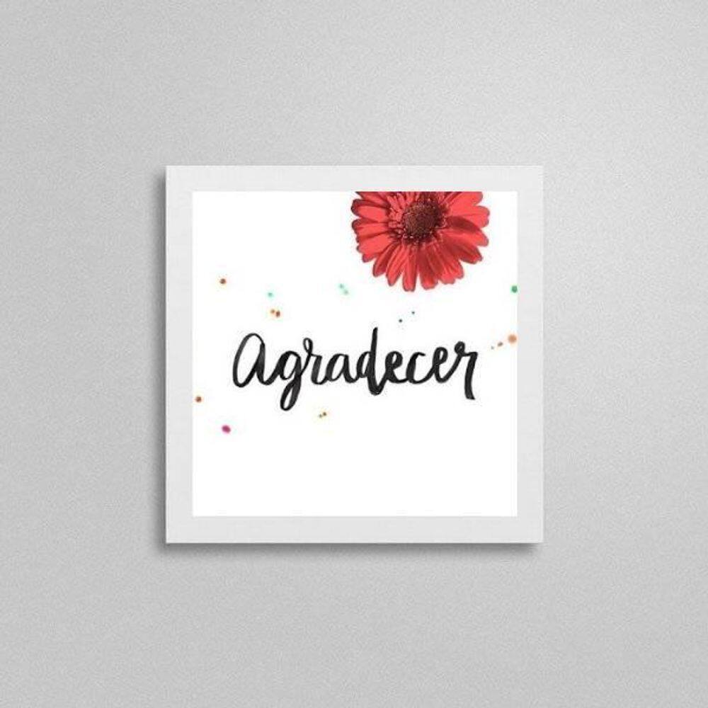 Quadro Quadrado Agradecer Floral 20X20Cm