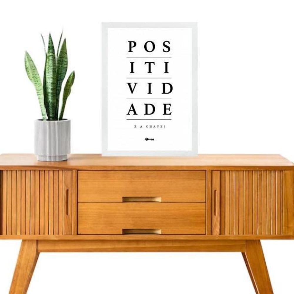 Quadro Decorativo Positividade É A Chave 24X18Cm - Com Vidro