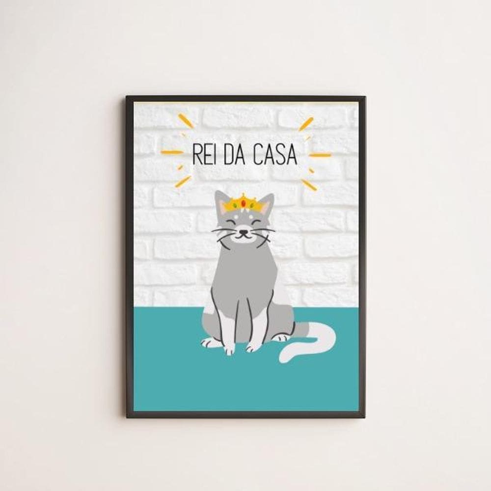 Quadro Decorativo Rei Da Casa 45X34Cm Vidro Moldura Preta