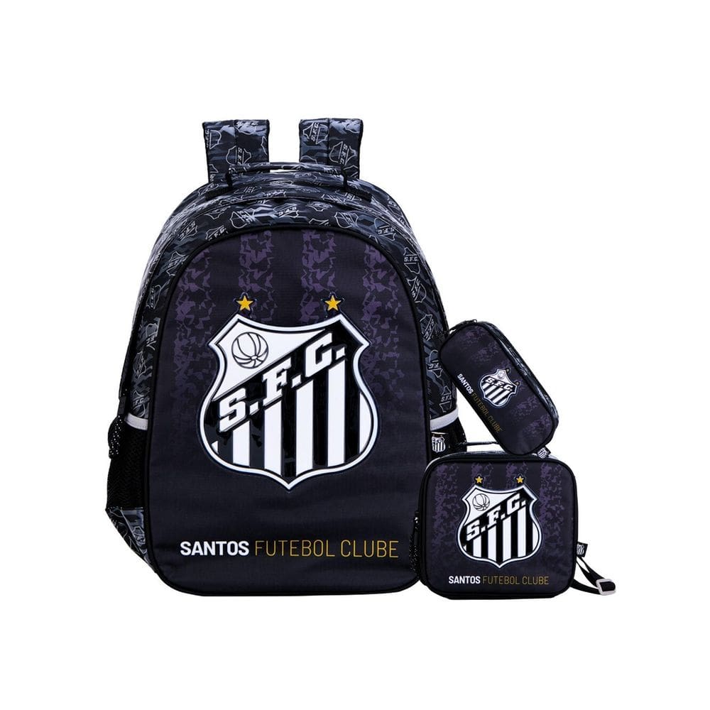 Kit Escolar Time Santos Mochila Costas + Lancheira + Estojo