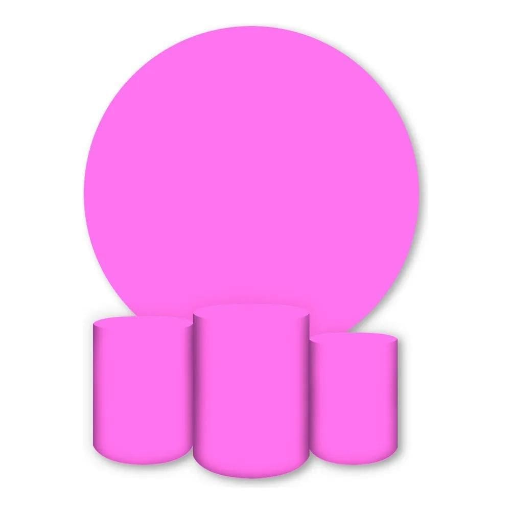 Painel Redondo + Capas Cilindro Sublimado: Não Amassa - Rosa