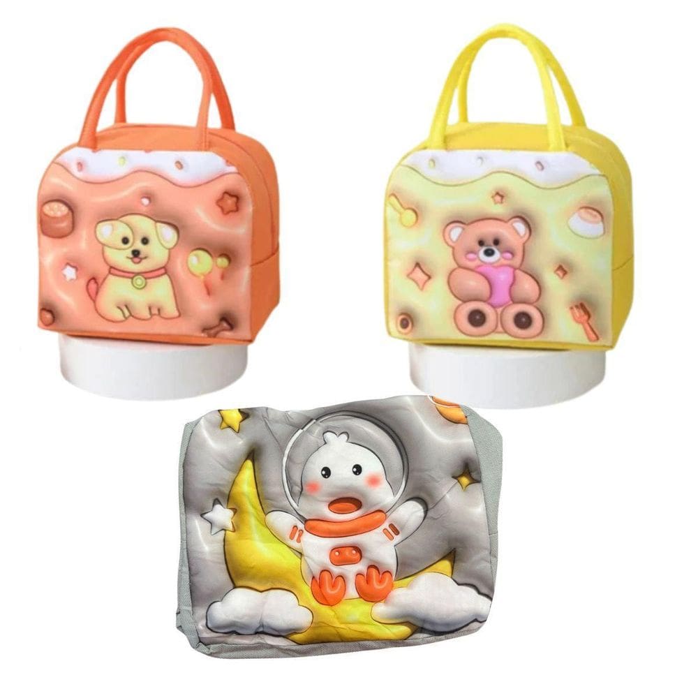 Kit 3 Lancheiras Escolar De Desenho Animado Infantil Bolsa