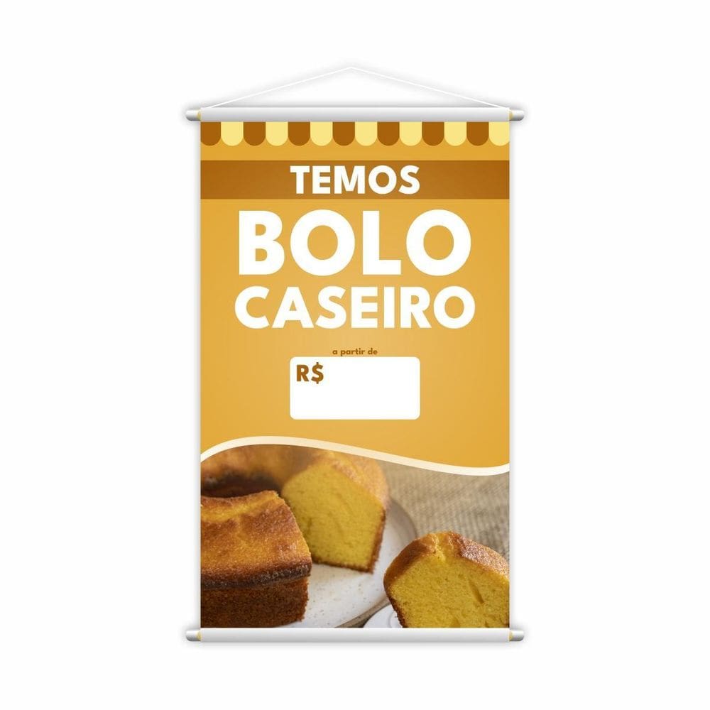 Banner Temos Bolo Caseiro Preço Laranja Lona Grande