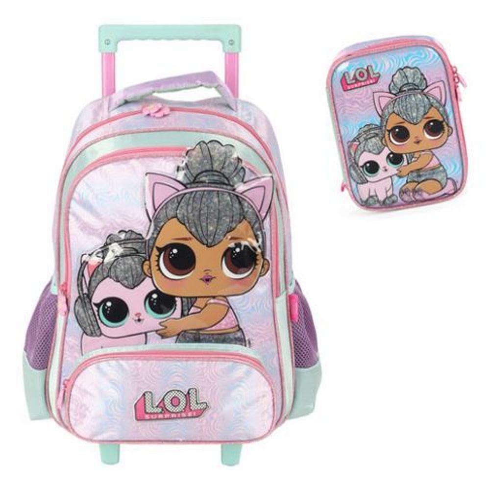 Mochila Rodinhas + Estojo Box  Lol Surprise Pet