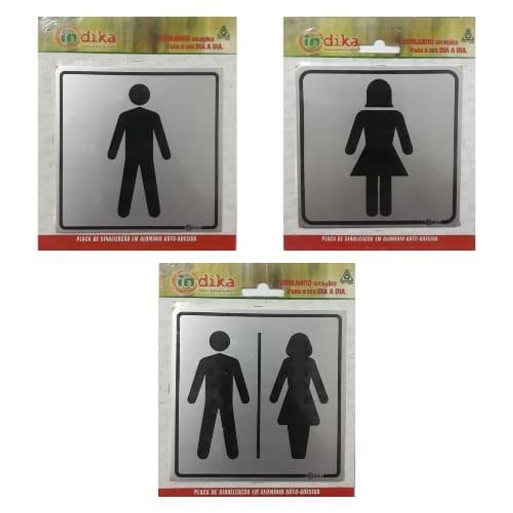 Placa de Sinalização Alumínio 12x12cm Sanitário Indika