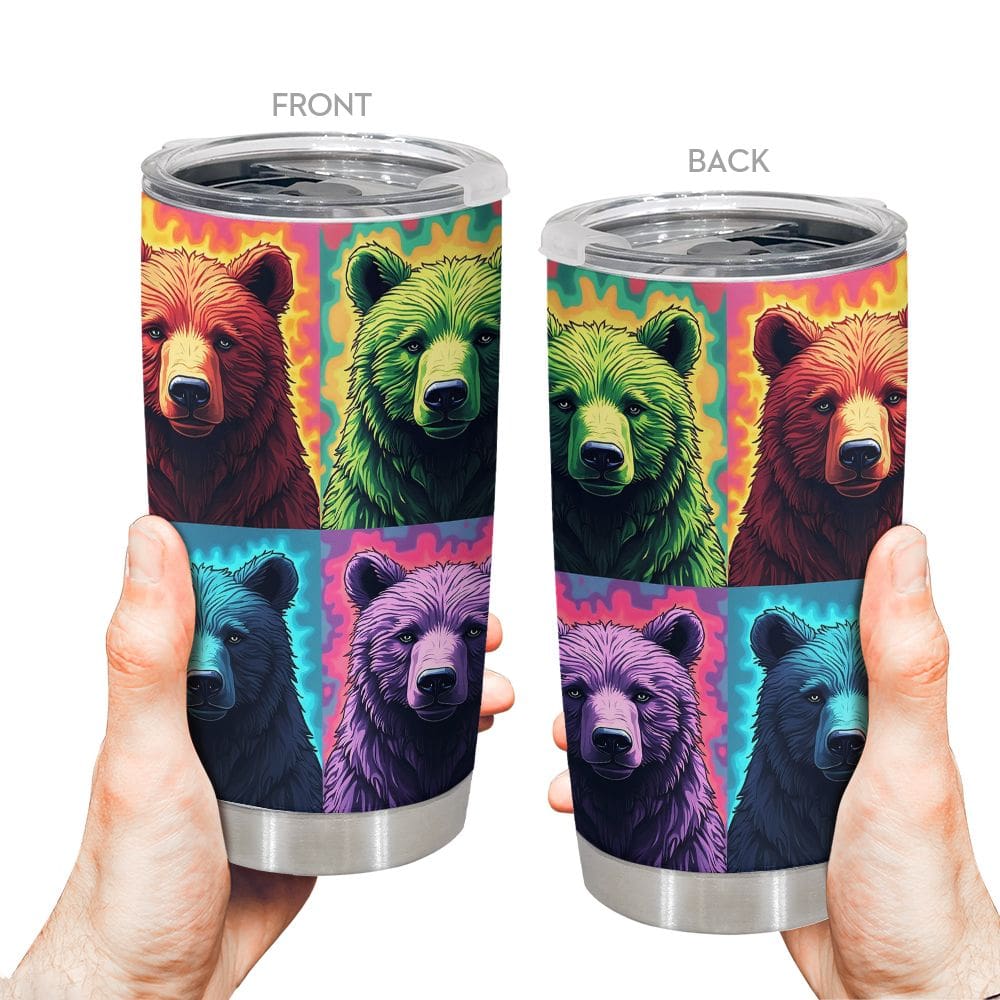 Copo de viagem, caneca de café Oasisdream, 600 ml com estampa de urso