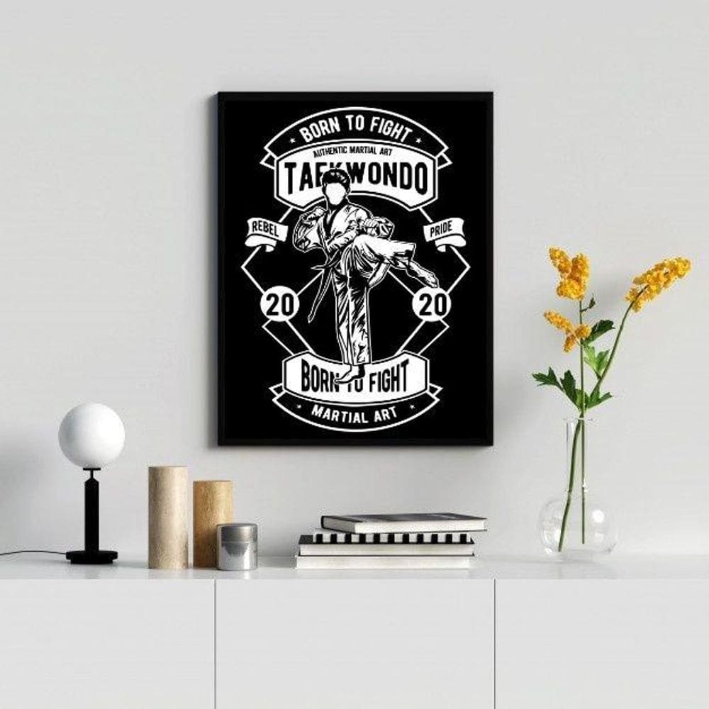 Quadro Taekwondo 24x18cm - Vidro e Moldura Preta