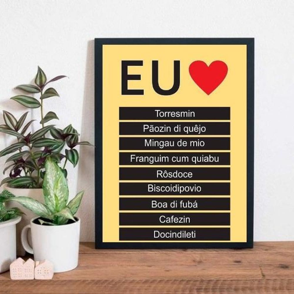 Quadro Eu Amo Ser Mineiro 24X18Cm Com Vidro - Madeira Preta