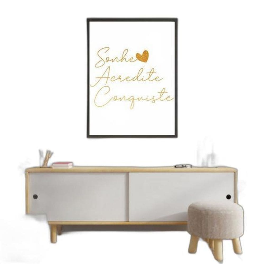 Quadro Sonhe, Acredite, Conquiste 45X34Cm Moldura Preta