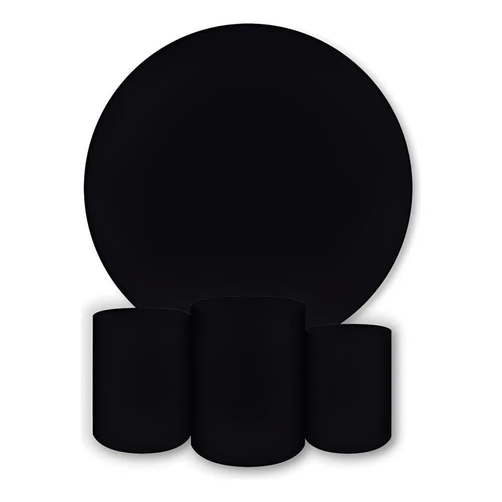 Painel Redondo + Capas Cilindro Sublimado: Não Amass - Preto