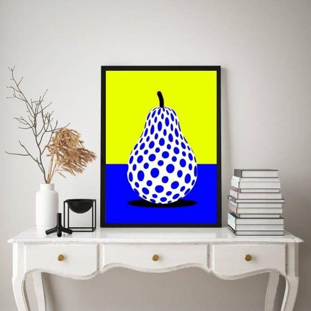 Quadro Decorativo Cozinha Pera Pop Arte 45X34Cm - Com Vidro