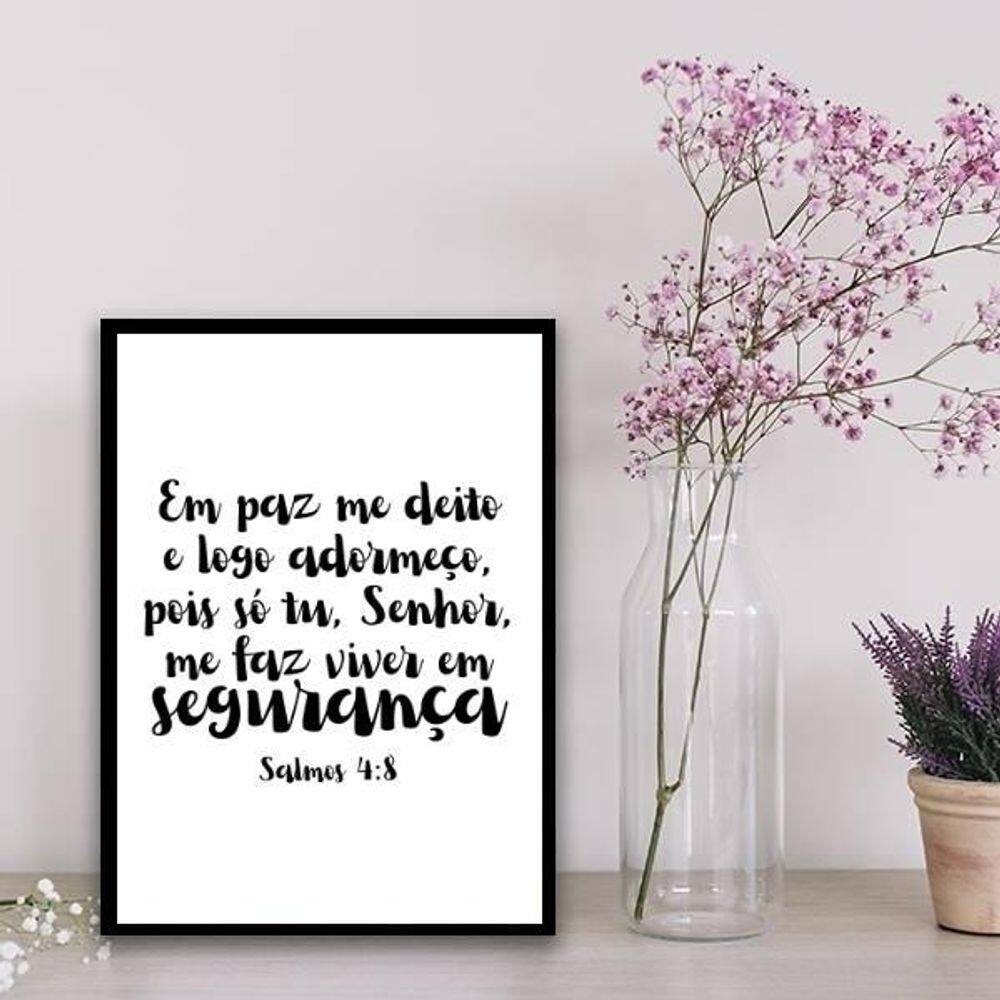 Quadro Salmo Em Paz Me Deito 33X24Cm - Com Vidro